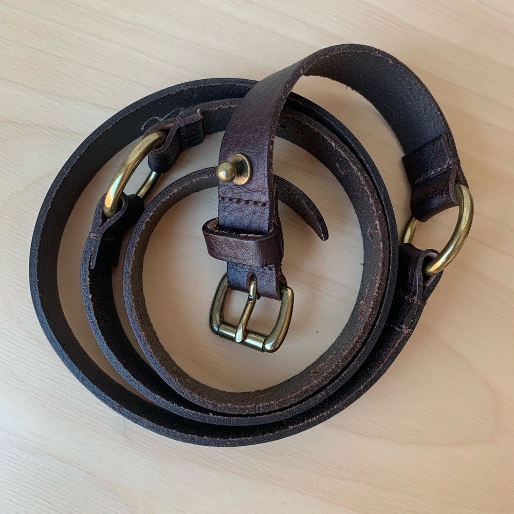 NWOT Kew Brown Leather Belt with Gold Buckle